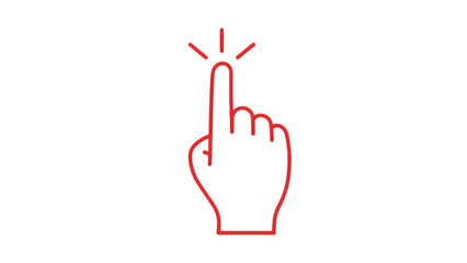 Obraz premium Red hand with index finger pointing up and lines indicating action isolated on a transparent background