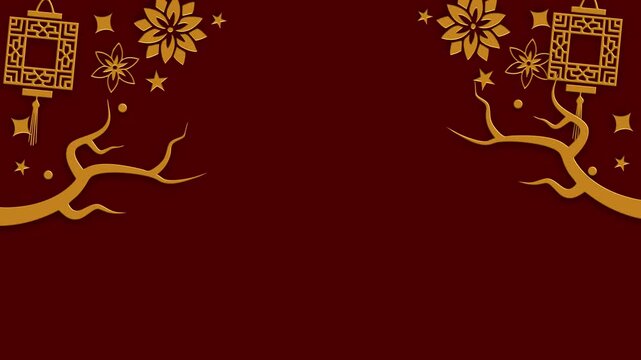 Plum Blossom Branch Frame Red Chinese Background