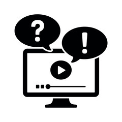 Video Player Icon with Question and Exclamation Marks
