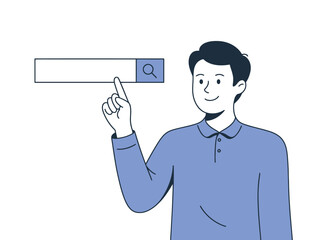 Man Searching Online with Magnifying Glass