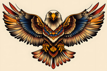 Fototapeta premium Classic eagle, tattoo flash design.