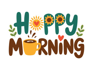 Colorful Happy Morning Greeting Illustration