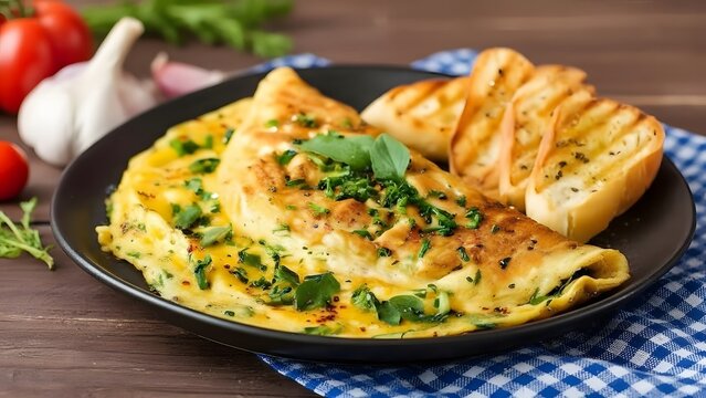 Fride egg and chicken breast with vegetables