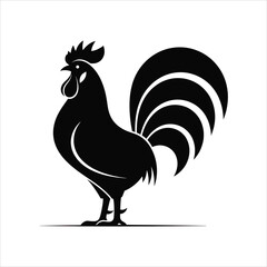 Strong Farm Rooster Silhouette Illustration Graphic Design Element for Branding Projects