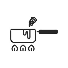 シンプルな吹きこぼれた片手鍋のアイコン