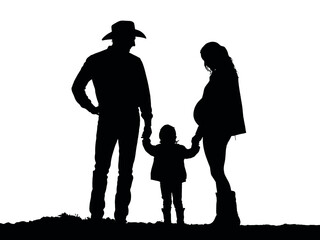 Silhouette of Happy Family Expecting