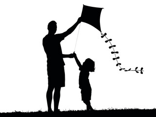 Father and Child Flying Kite