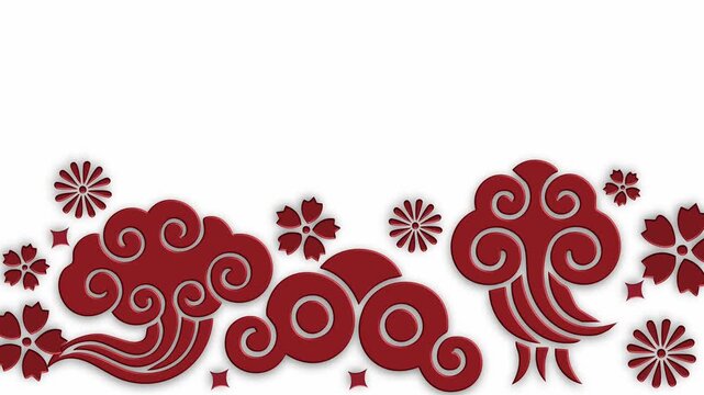 Cloud Motif Border Minimal White Background