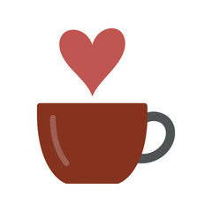 Cup of Love Vector: Charming Heart Above Coffee Mug Design for Romantic and Cozy Themes