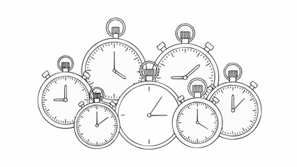 Collection of Vintage Stopwatches and Clocks Illustrating Time Management.
