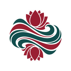Elegant Floral Wave Vector Design with Lotus Elements for Modern Graphics and Branding