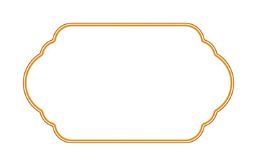 Golden realistic ornamental 3d frame. Oriental style Islamic windows, Indian border, decorative element, morocco shapes. Vector illustration for invitation, greeting card, decorative design