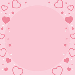 Cute heart border on pink background for valentine's day