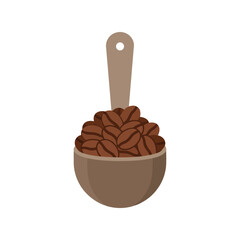 Coffee Beans in Measuring Scoop Vector for Culinary and Beverage Design Needs