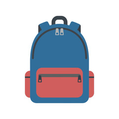 Stylish Blue and Red Backpack Vector for Travel, School and Outdoor Activities - Modern Design for Digital Graphics