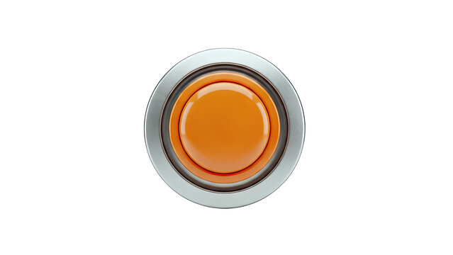Orange Button Pressed: Isolated on White Background