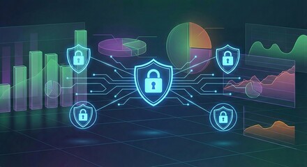 A visual representation of robust cyber security, combining modern technological visuals and security systems, symbolizing data protection and digital defense in a dynamic tech landscape.