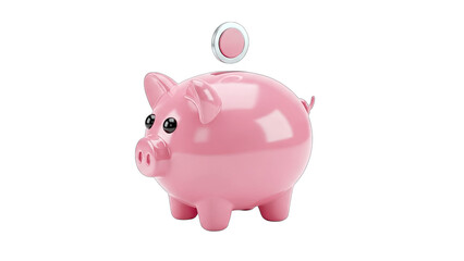 Obraz premium Piggy Bank with Coin: Saving Money Concept