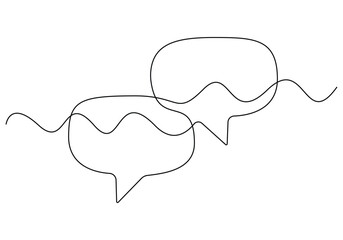 Speech bubble continuous one line art drawing dual conversation dialogue speech bubble vector illustration