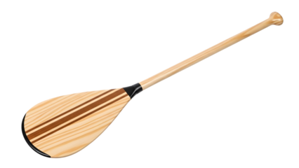 Wooden paddle with brown stripes isolated on a transparent background boat oar striped paddle