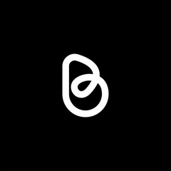Modern minimalist letter B logo with a continuous line art style. Professional white monogram for creative agency, fashion brand, or tech startup identity. Sleek vector icon on black background