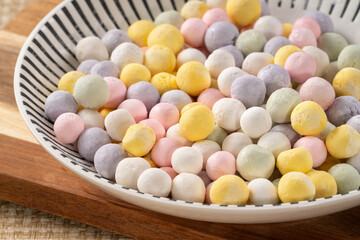 Raw colorful mini glutinous rice balls tangyuan for winter solstice festival