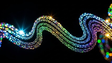 Obraz premium Abstract Waves of Glittering Lights on Dark Background