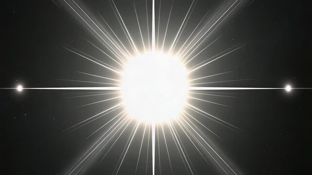 Brightening primary star expanding core and emitting radial spikes in deep space, with four points