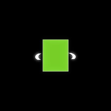 A mystical animation featuring a lime green book or tablet that rotates 360 degrees within a glowing circular energy ring, eventually expanding to fill the screen as a solid green backdrop.