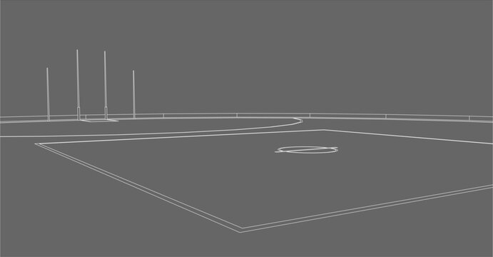 Perspective Drawing of Australian Football Goal Post System with Four Uprights