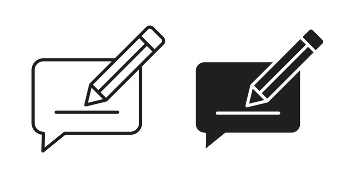 Write comment icon pictogram in trendy outline style. icon, sign or symbol.