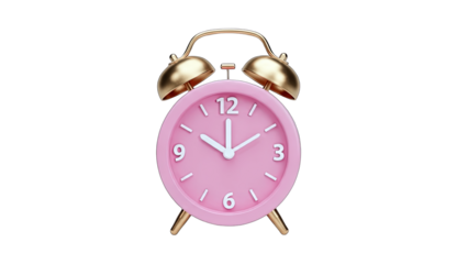 Pink Alarm Clock Showing 10:07 on White Background