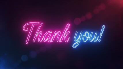 Neon thank you sign on black background