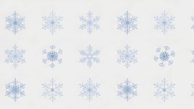 Loop starting flake grid on pale backdrop, ornate center flake rotating, pulsing for wallpaper