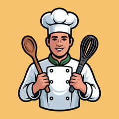 Professional Chef Cartoon Illustration