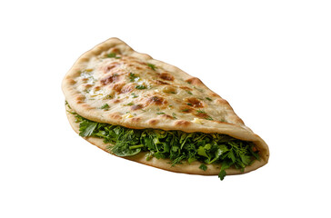 A detailed view of a classic Armenian dish from Artsakh called Zhingyalov hats - a flatbread filled with herbs

