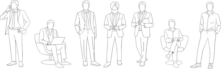 Business people, corporate team, office staff, professional characters, workplace diversity, modern chairs, business attire, teamwork, communication, leadership, flat vector illustration