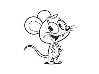Smiling Cartoon Mouse Vector – Cute Animal Character Kids Illustration Mascot Design