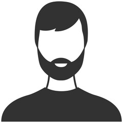Bearded man avatar, male profile portrait with simple black vector style on transparent background © Pavlo