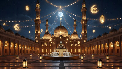 Illuminated by night lights, the historic Blue Mosque in Istanbul stands as a landmark of old architecture and religion, featuring magnificent domes and towers against the dark city sky in Europe
