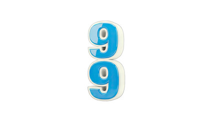 Stacked Number 9s on White Background