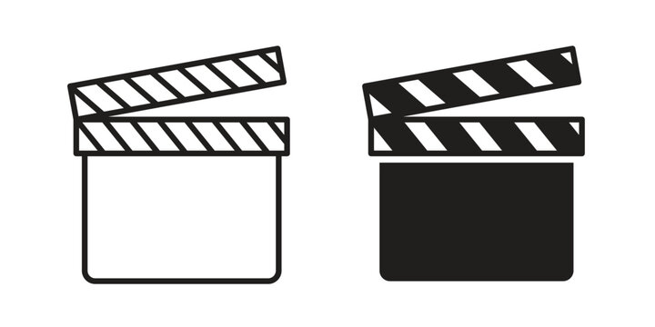 Film clapperboard icons collection. Line vector sign, symbol for web and mobile