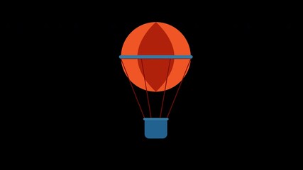 hot air balloon icon flying floating in the sky concept animation with alpha channel