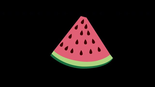 a slice of watermelon with black seeds concept animation with alpha channel