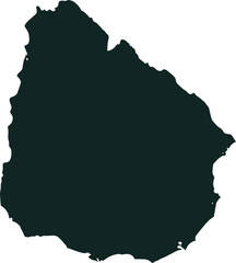 Dark silhouette map of Uruguay a simple vector illustration for travel and geography concepts isolated on a white background