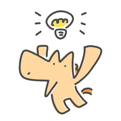 光る豆電球とひらめいた馬キャラクター　思いつく・アイデア
