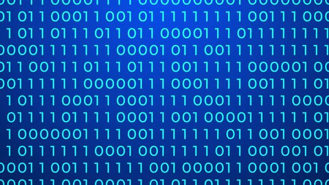 Binary code numbers sequence animation