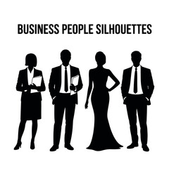 Business People Silhouettes in Suits