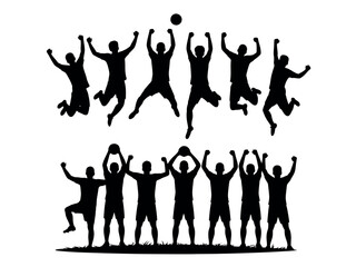 Silhouette of People Playing Volleyball