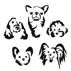 Vector drawing of a dog. Black and white gestalt design of a funny pet. Little doggy. Cute animal illustration. Postcard for International Dog Day. Drawing of an animal in the Gestalt style.	
